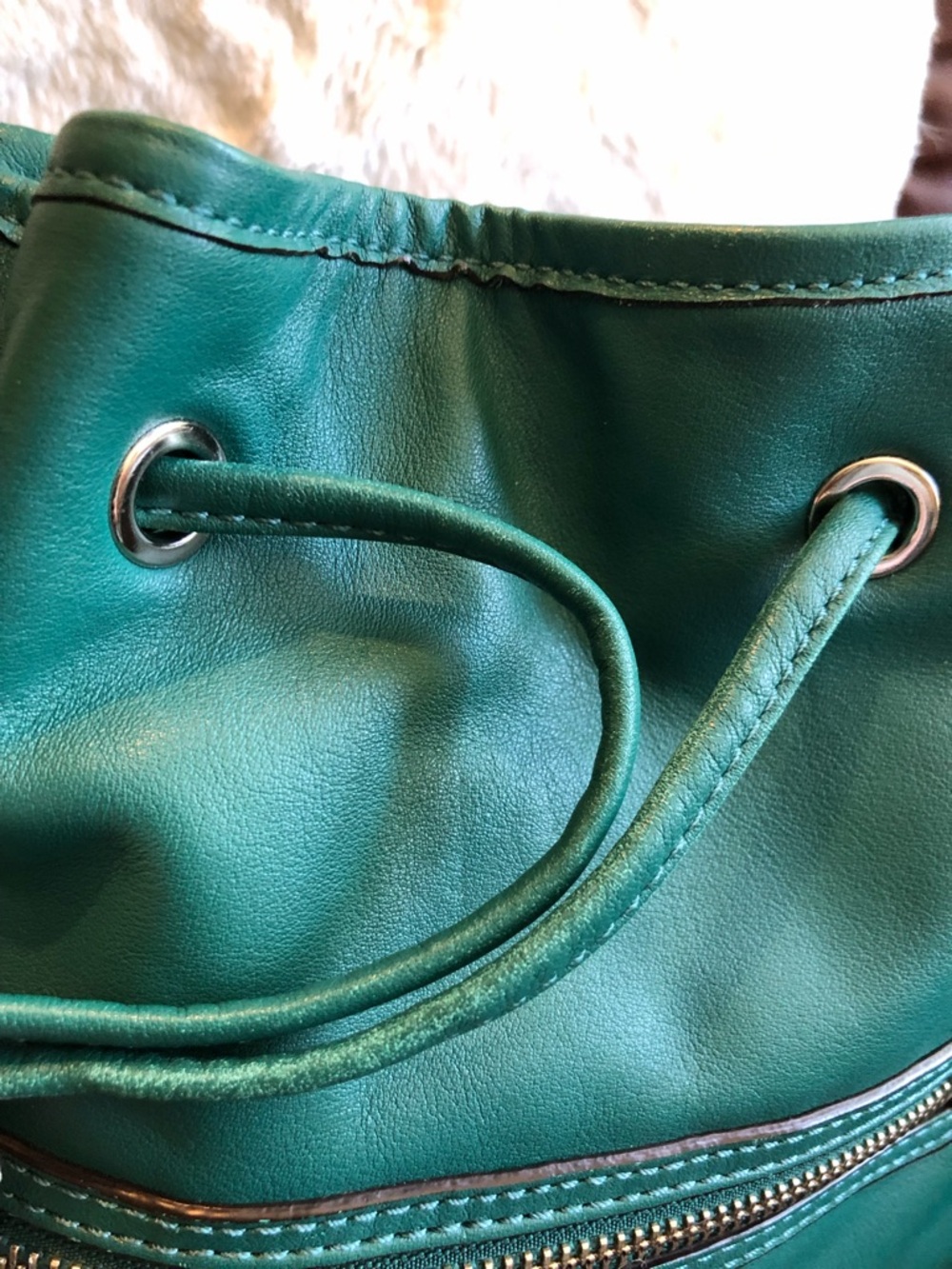 COACH Jade Green Leather Drawstring Shoulder Bag - Picture 11 of 14
